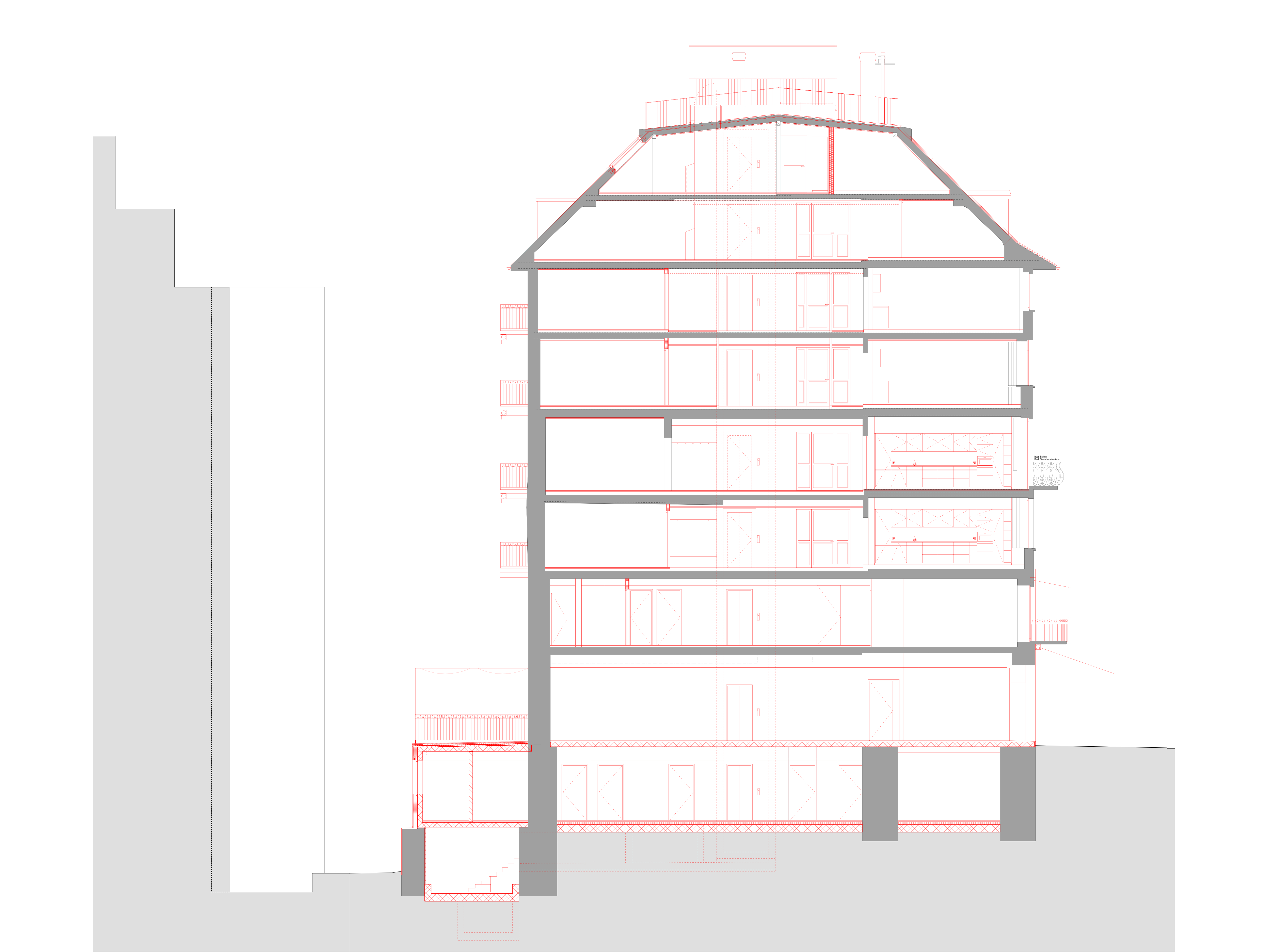 Umbau Rennweg 53, Schnitt