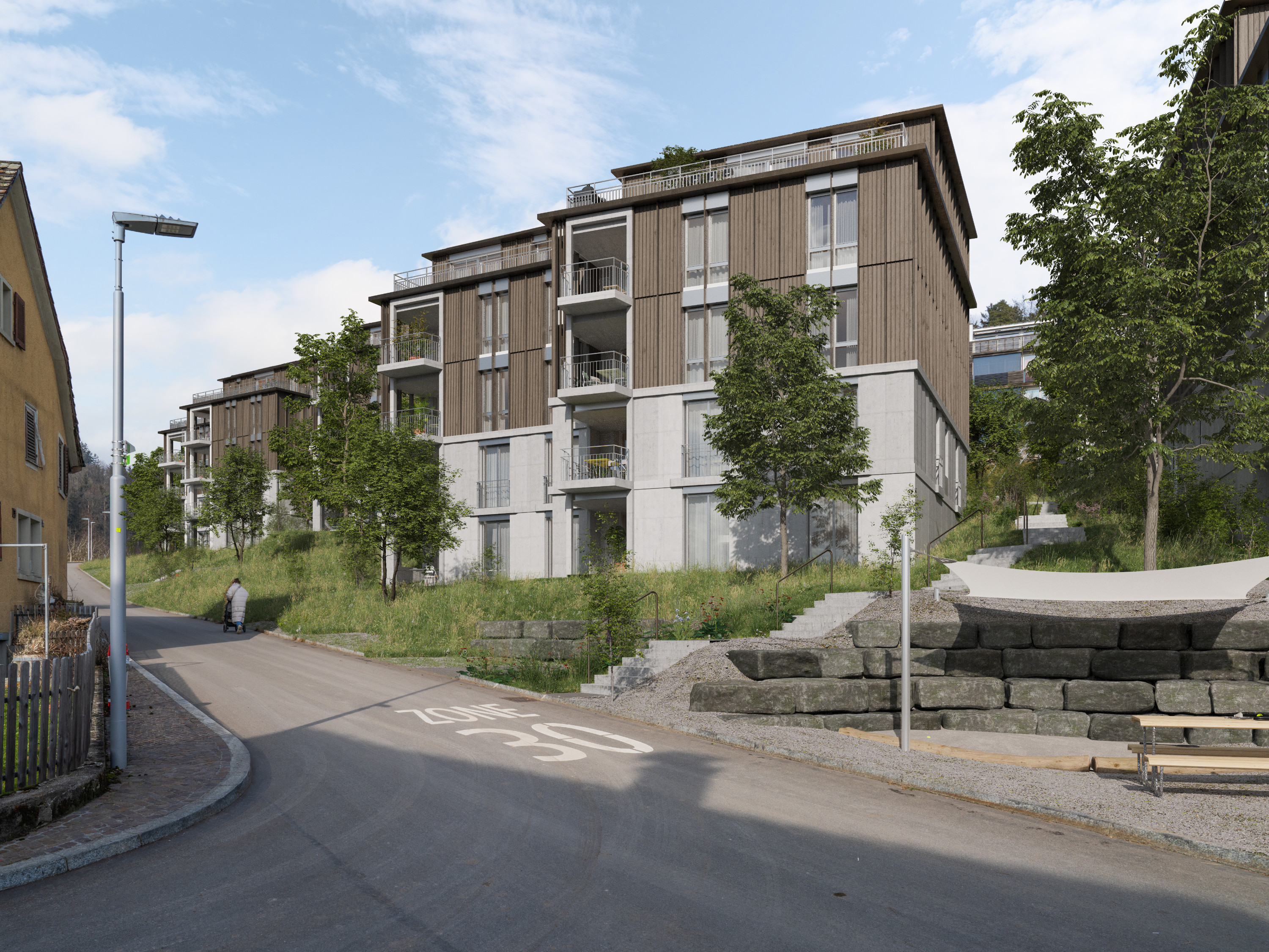 Visualisierung Wohnüberbauung Hurdäckerstrasse, Zürich Höngg © Indievisual.ch