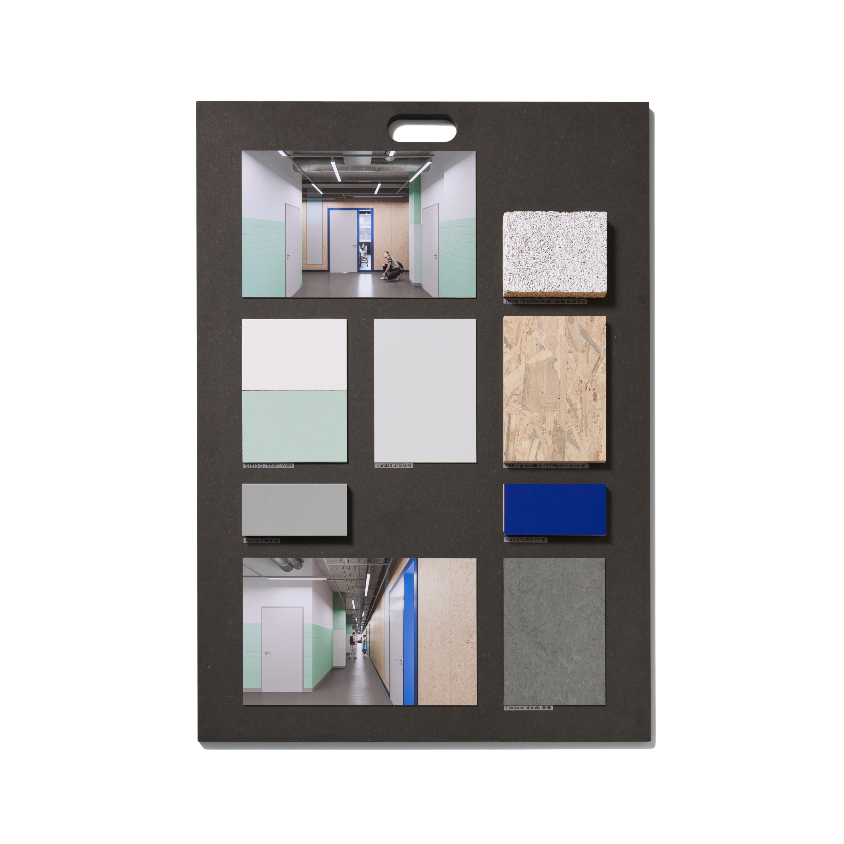 Stuecheli Architekten Schulraumprovisorium Campus Irchel Foto Materialtafel © Studio Willen