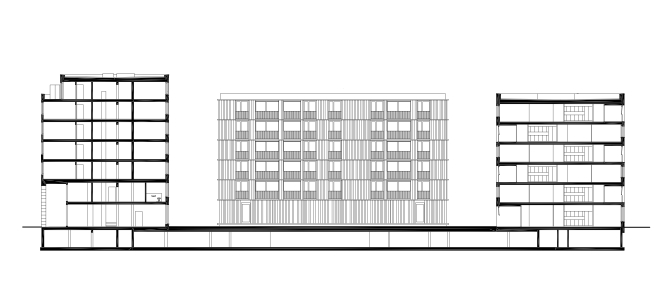 Wohnsiedlung Zypressenhof, Limmatfeld, Dietikon, Schnitt