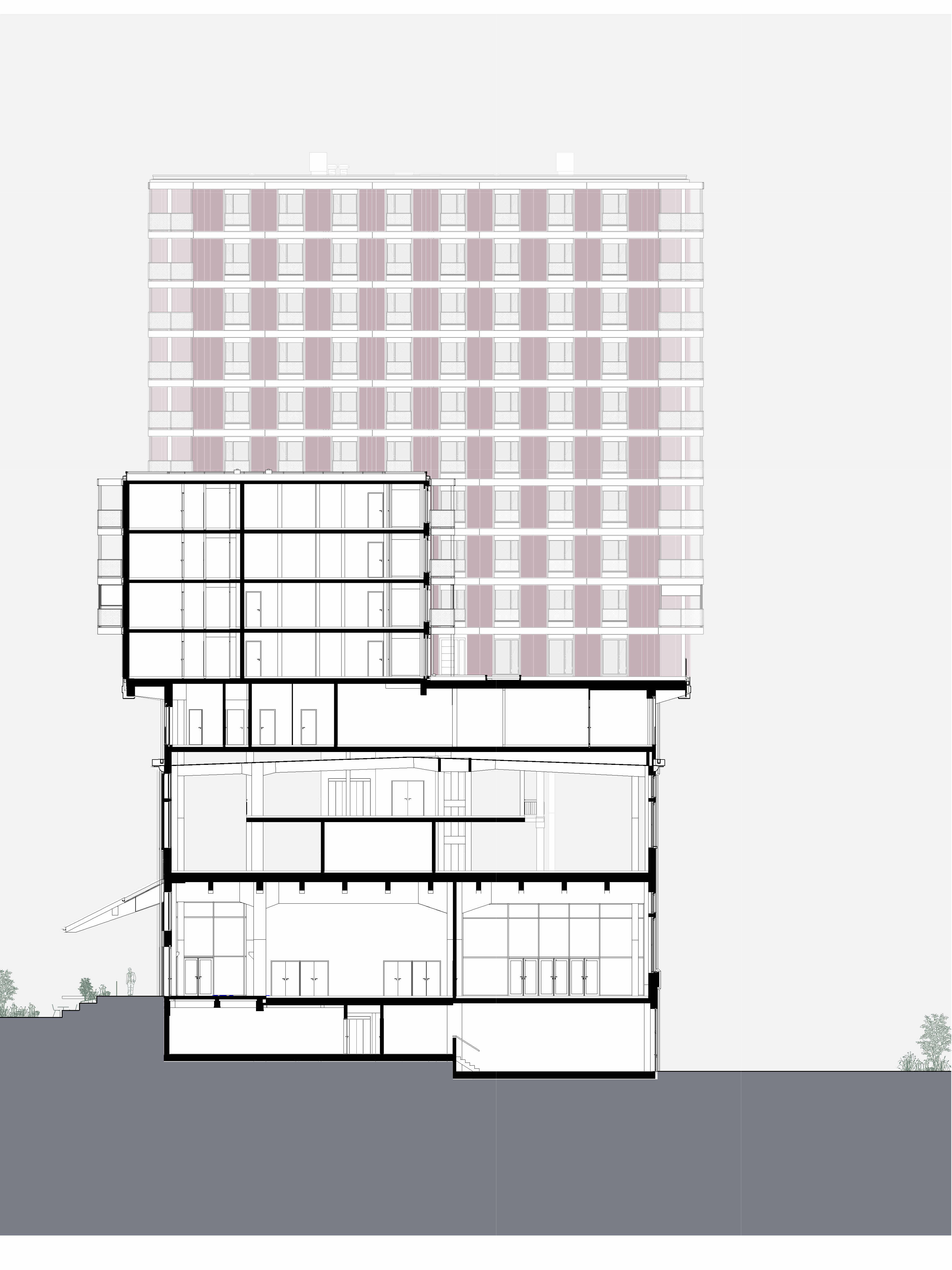 Stücheli Architekten AG_ Querschnitt_Attisholz Lagerhaus Riedholz