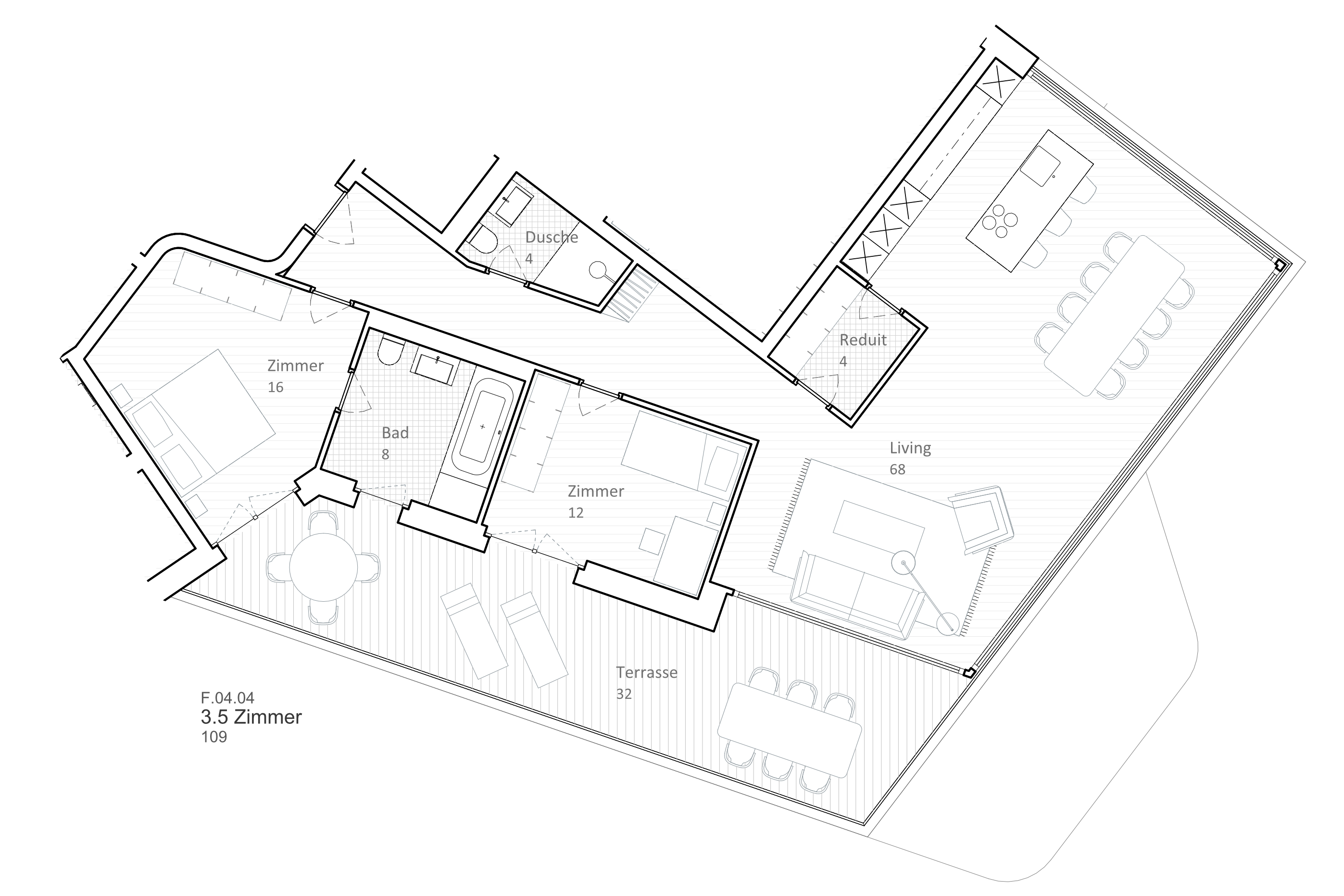 Wohnüberbauung Arrivée, Horn © Stücheli Architekten Grundriss Wohnung