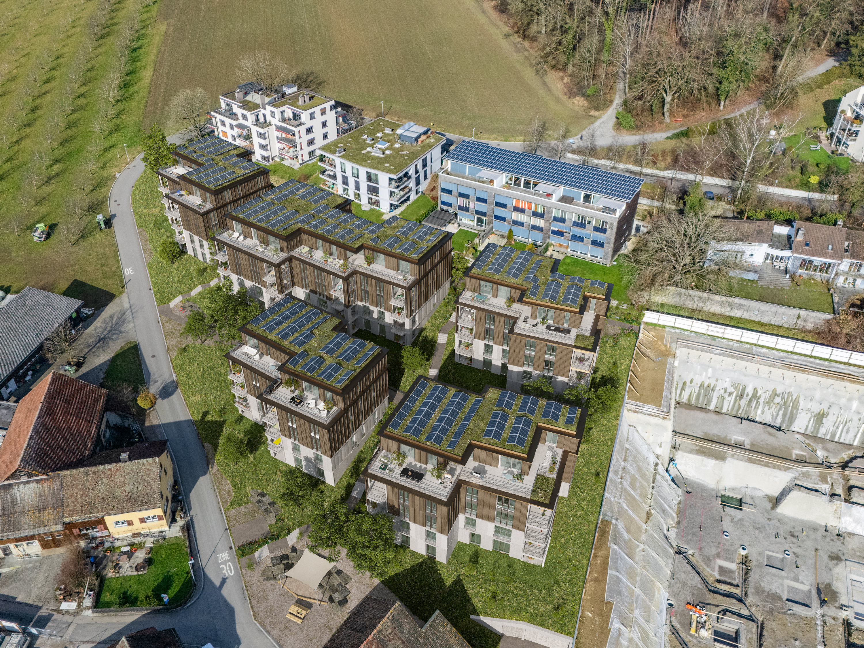 Visualisierung Wohnüberbauung Hurdäckerstrasse, Zürich Höngg © Indievisual.ch