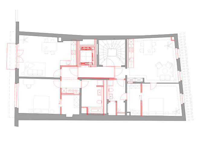 Umbau Rennweg 53, Grundriss Wohnung 5. OG