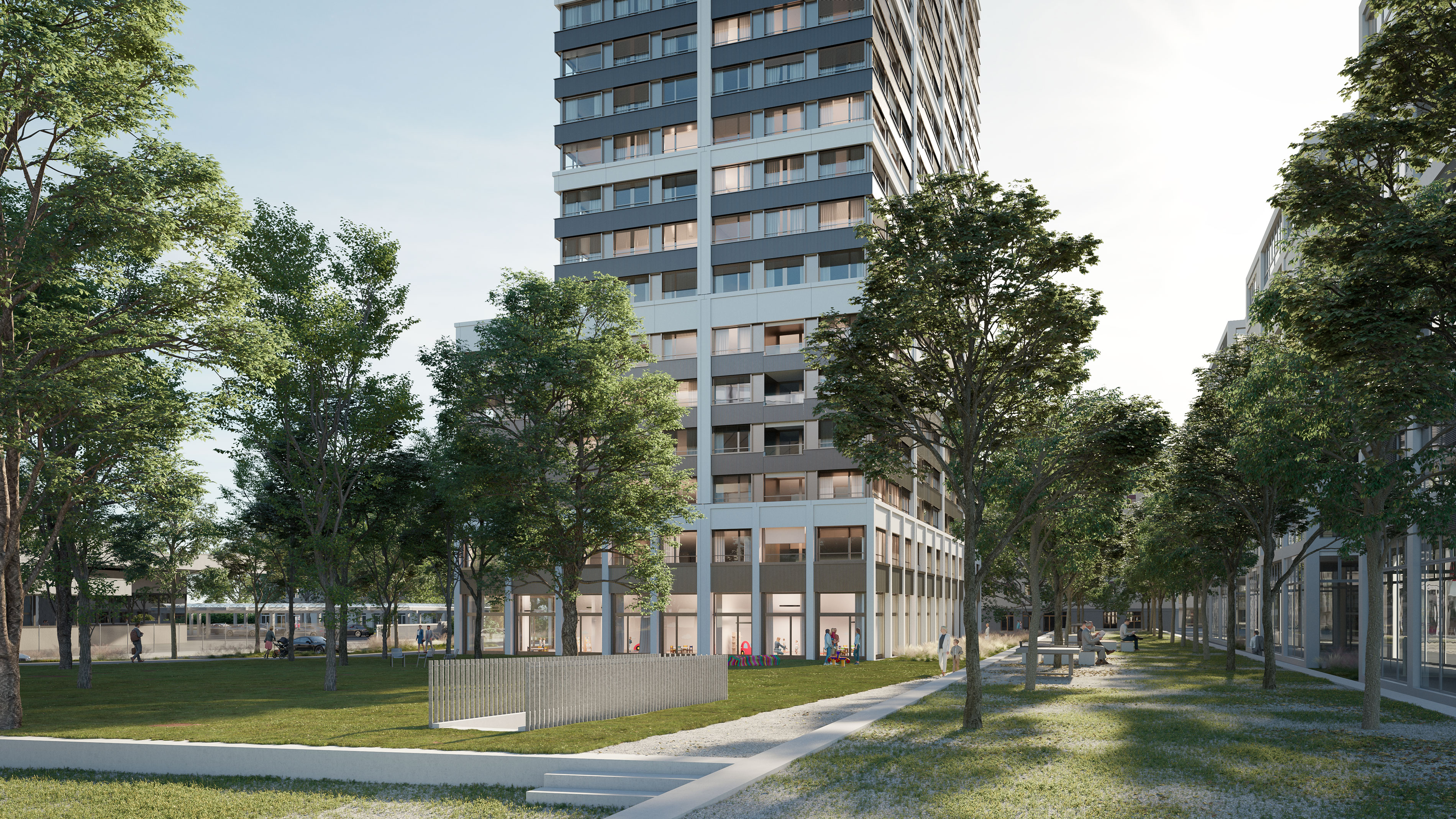 Wohnhochhaus Leutschenbach, Zürich Visualisierung ©baumatte