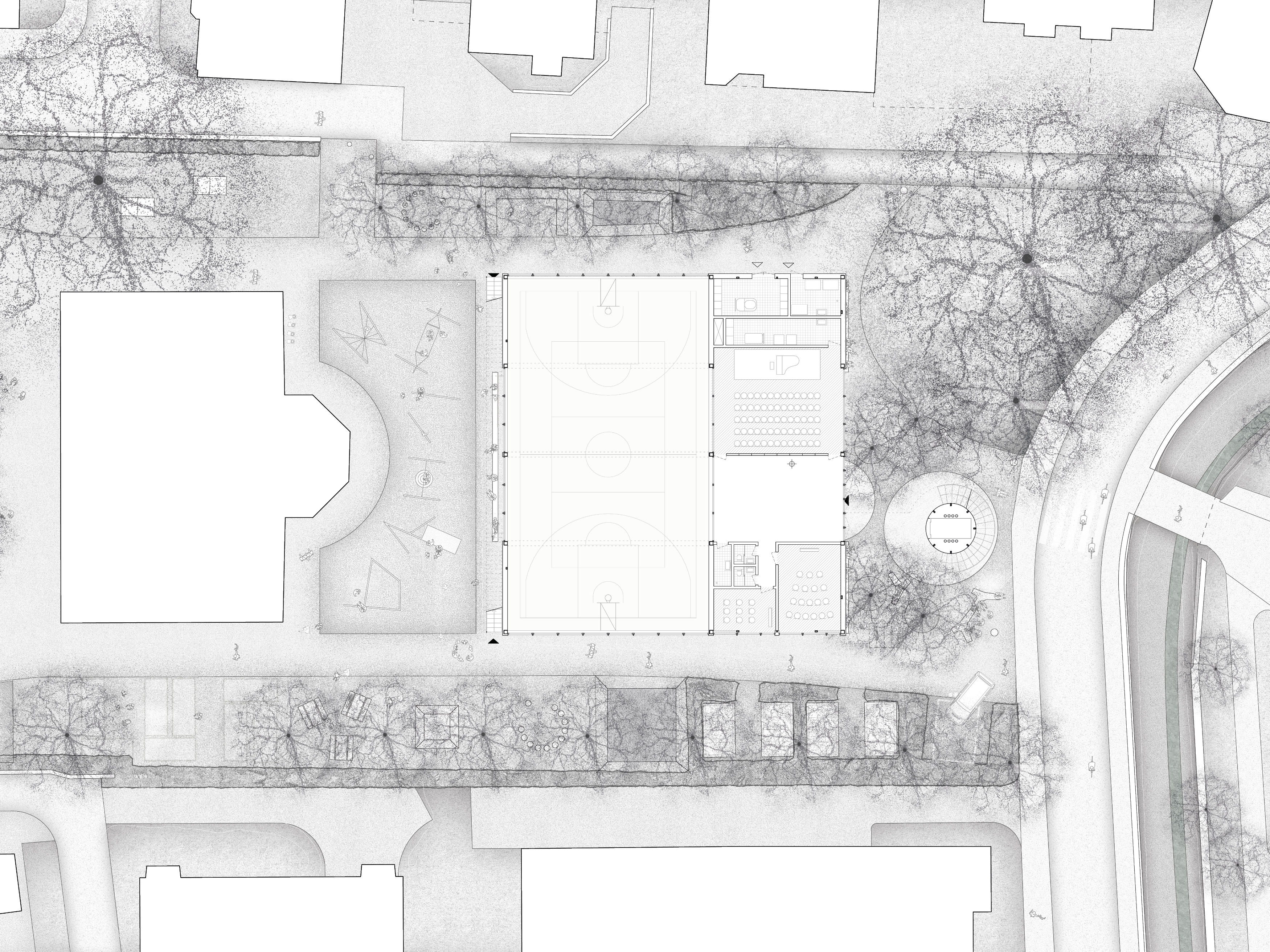 Seefeld Sports Hall Zurich, site plan