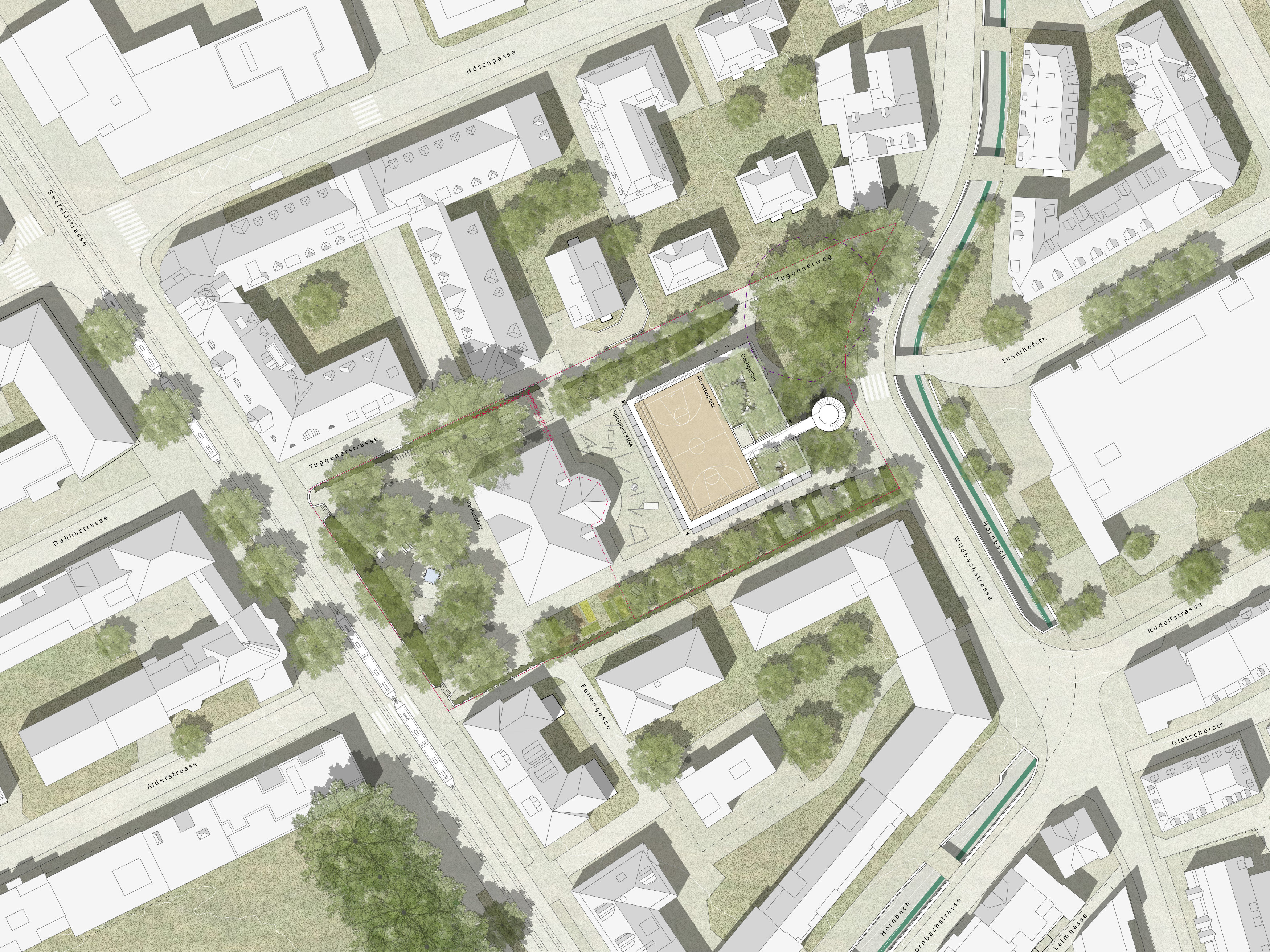 Sporthalle Seefeld Zürich, Situation