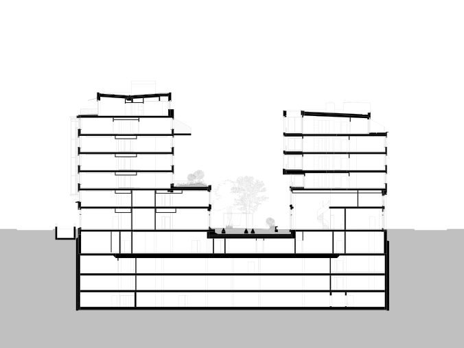 Querschnitt Paulstrasse 9, Umnutzung Paul-/Gertrudstrasse, Winterthur, Stücheli Architekten