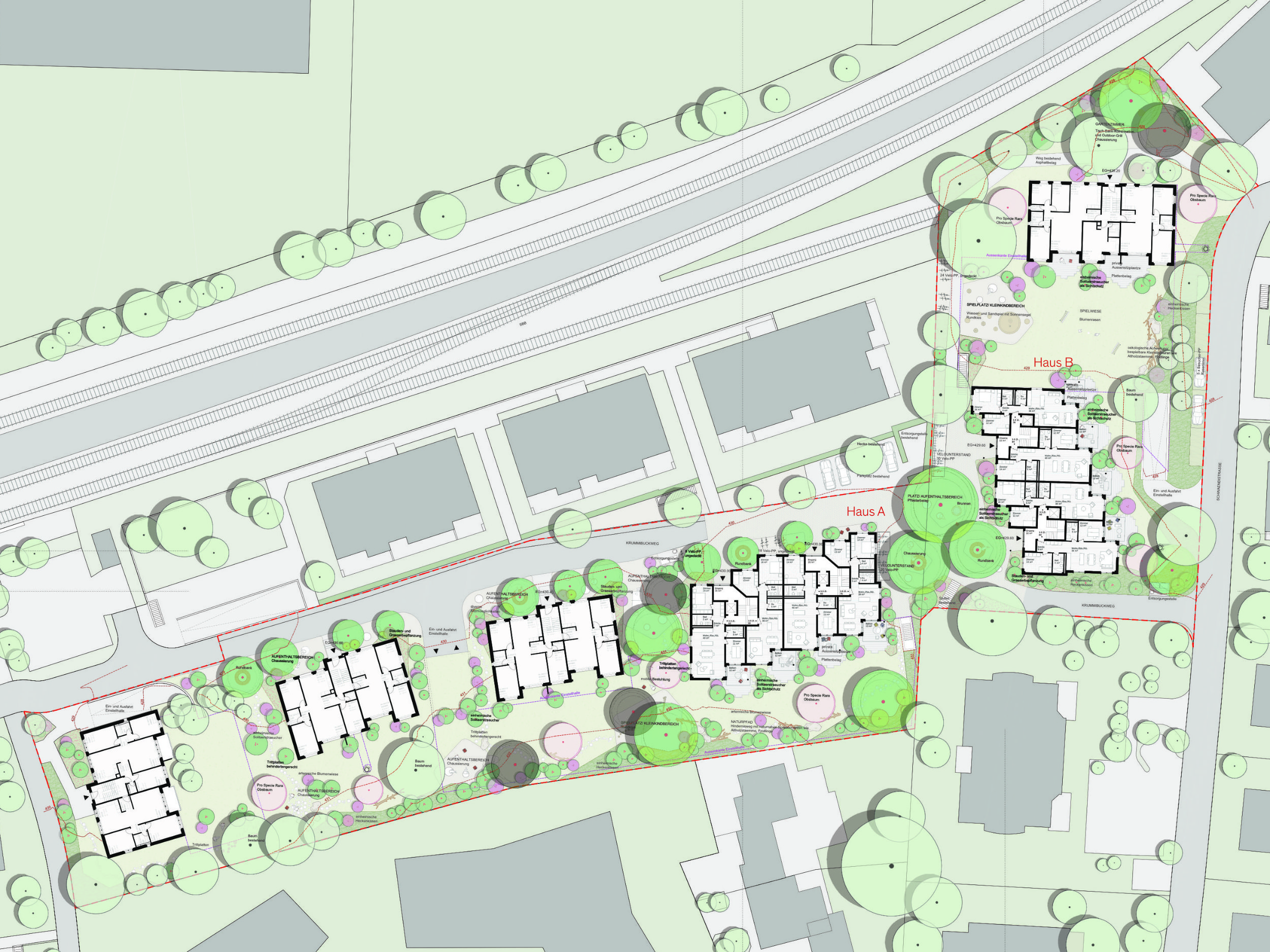 Study for Residential Development Krummibuckweg, Dielsdorf, situation plan