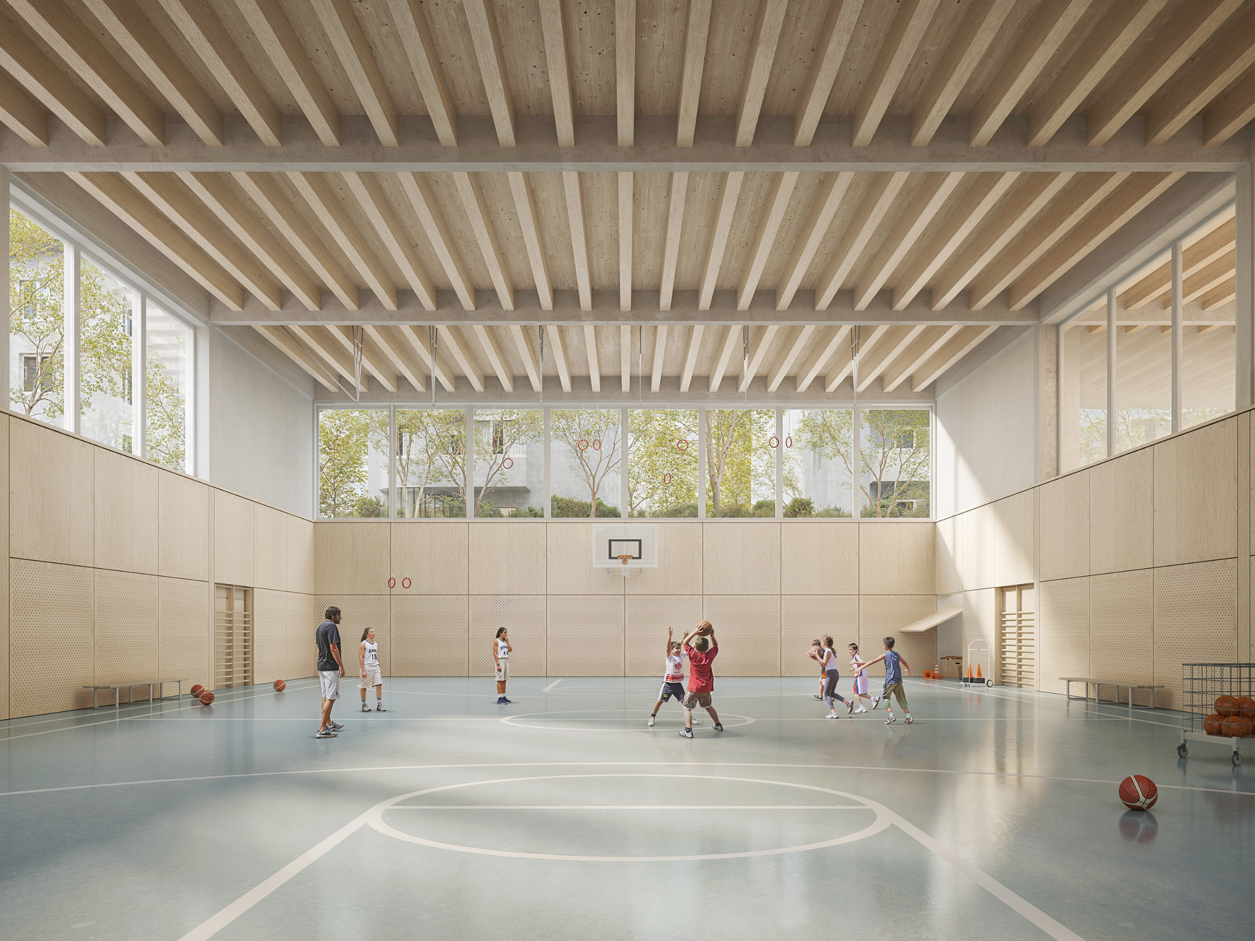 Seefeld Sports Hall Zurich, sports hall, Visualization by Lucy