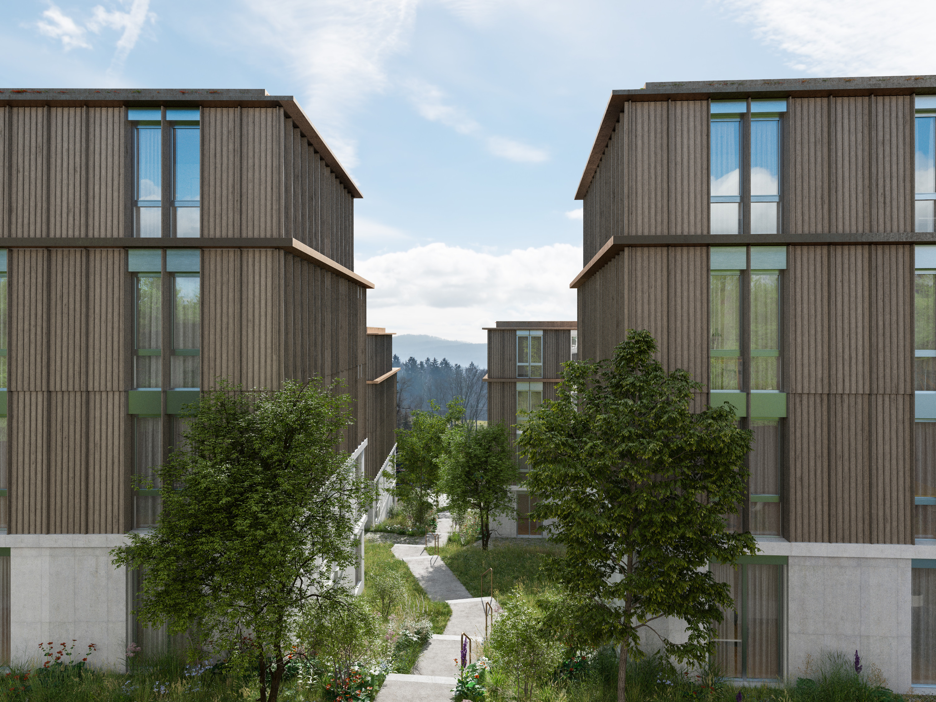 Visualisierung Wohnüberbauung Hurdäckerstrasse, Zürich Höngg © Indievisual.ch