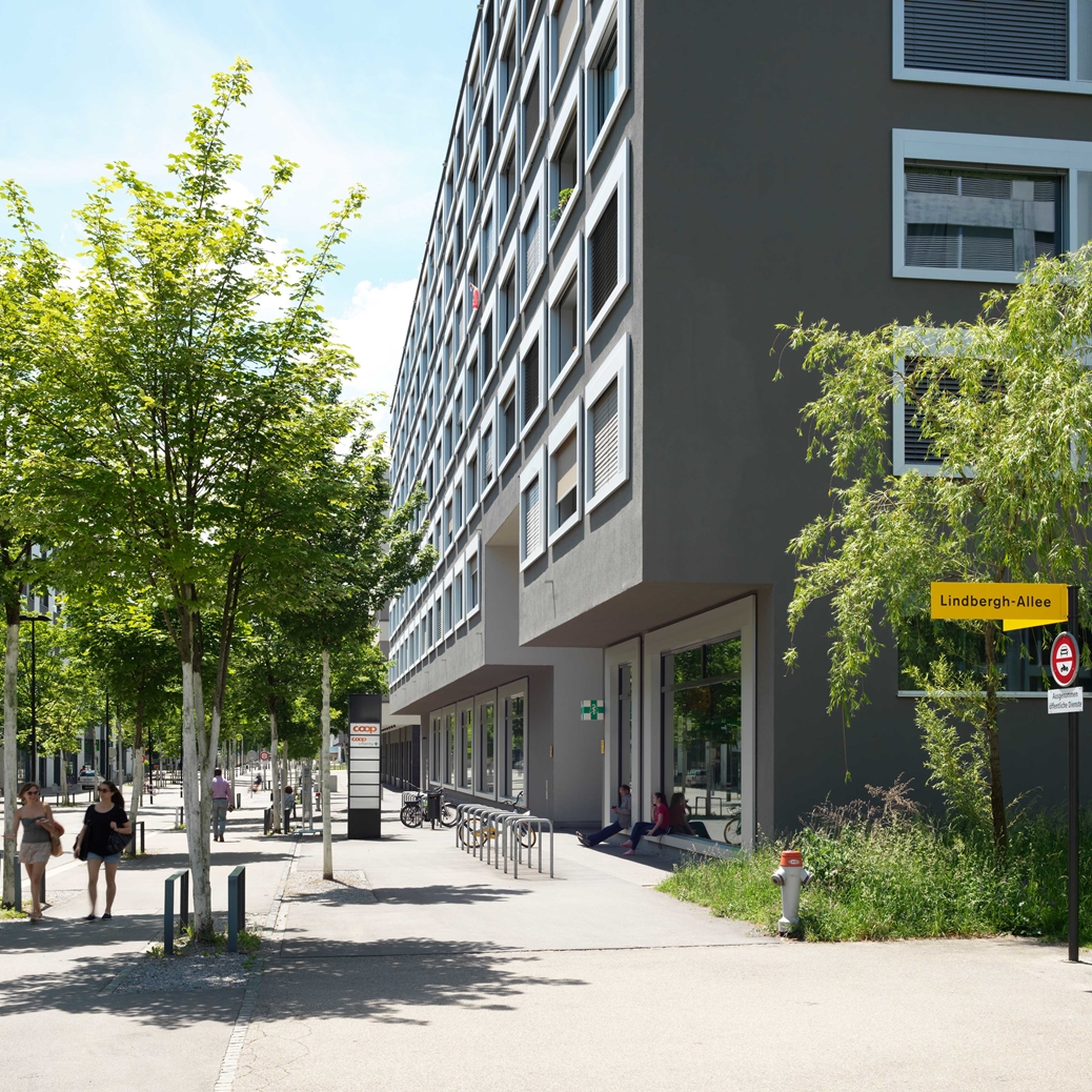 Residential and commercial development on Lindbergh-Allee, Opfikon-Glattbrugg