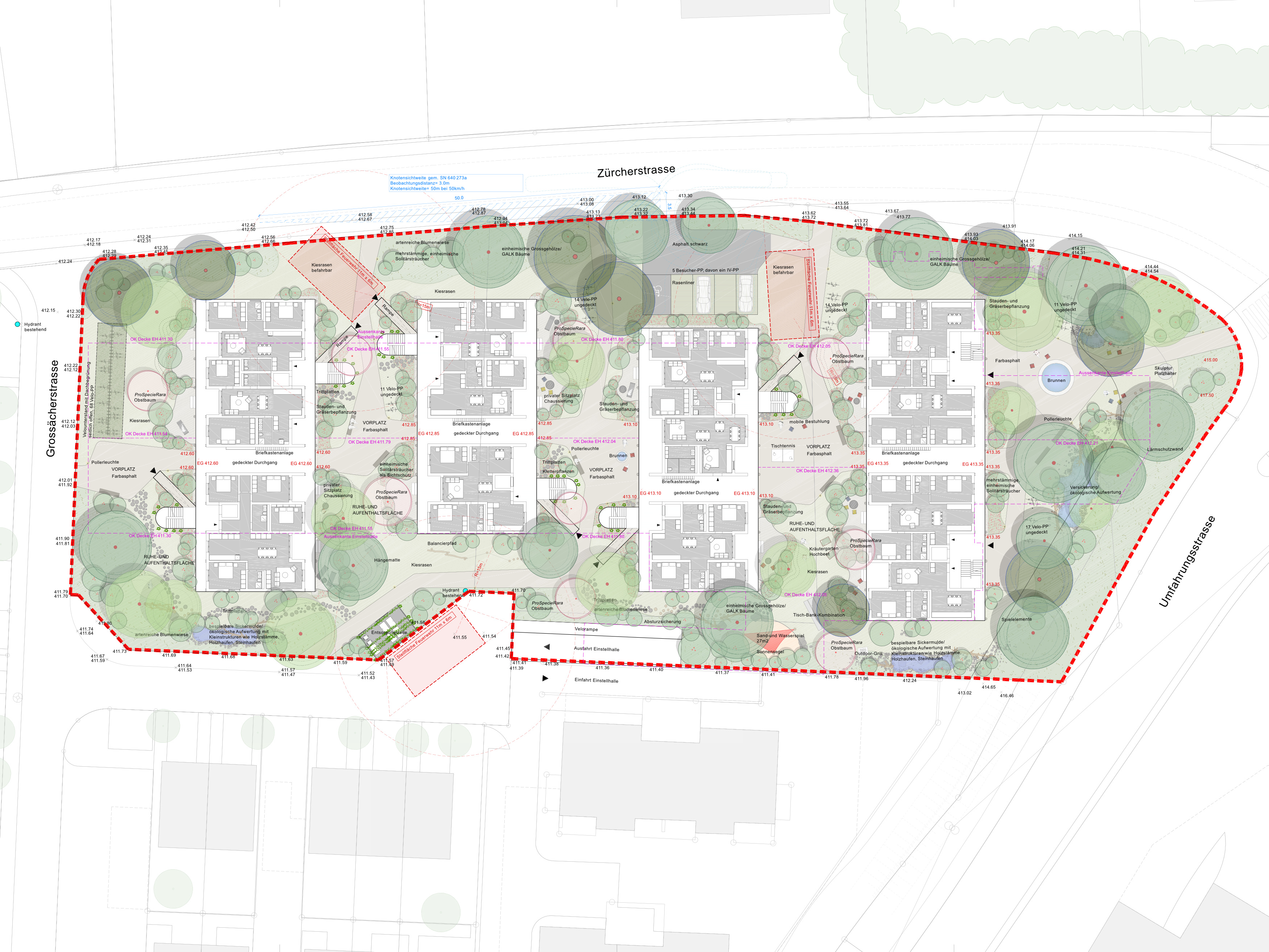 Situationsplan Wohnüberbauung Gubrist, Weiningen © SKK Landschaftsarchitekten