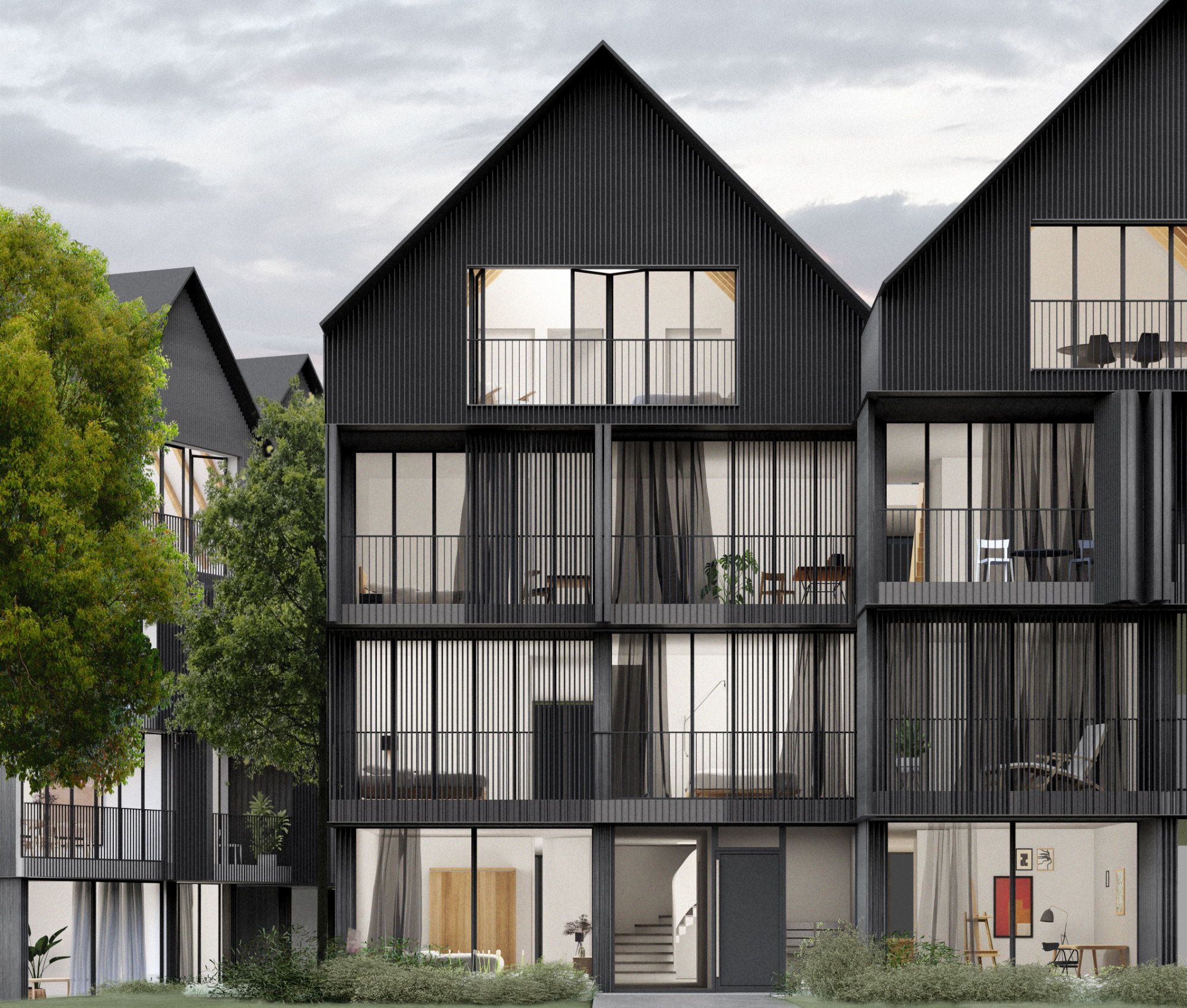 Visualisierung Wohnüberbauung Kellerrain, Obfelden Stücheli Architekten © Filippo Bolognese