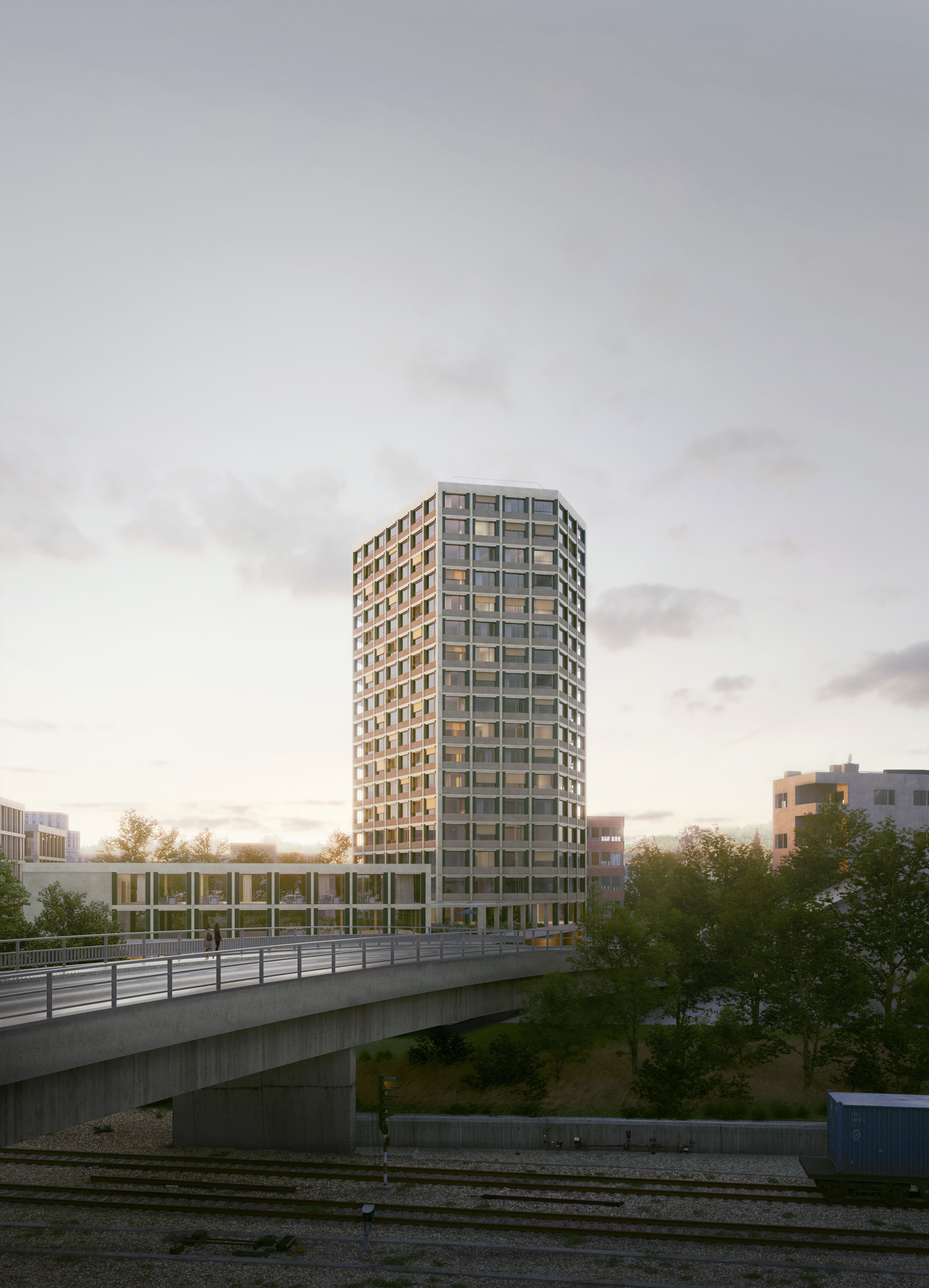 Studie Hochhaus Baufeld E2 Effretikon_Stücheli Architekten  Visualisierung © Filippo Bolognese Images