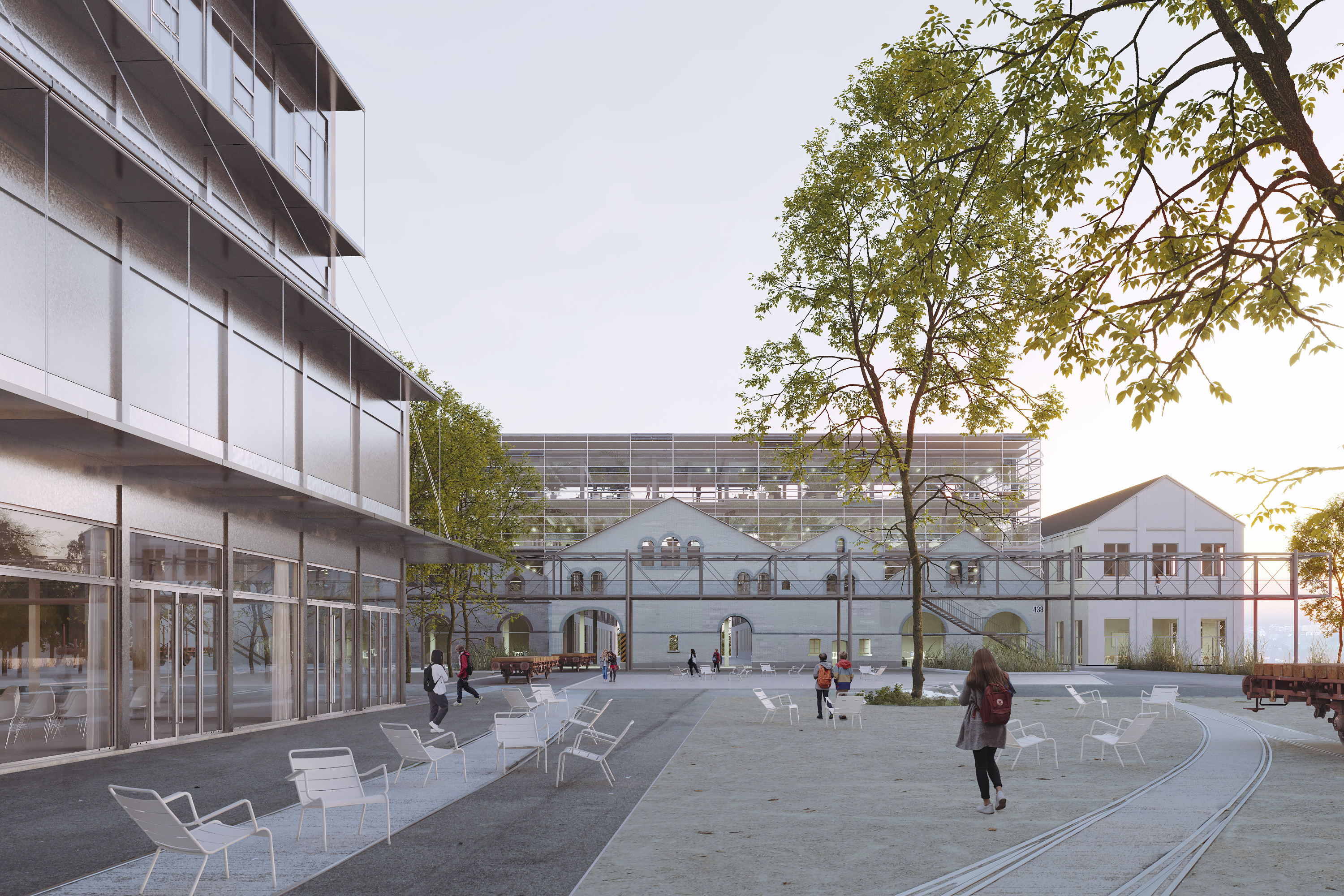 Visualisierung Studienauftrag Kantons- und Berufsfachschule, Uetikon am See © Stücheli Architekten 