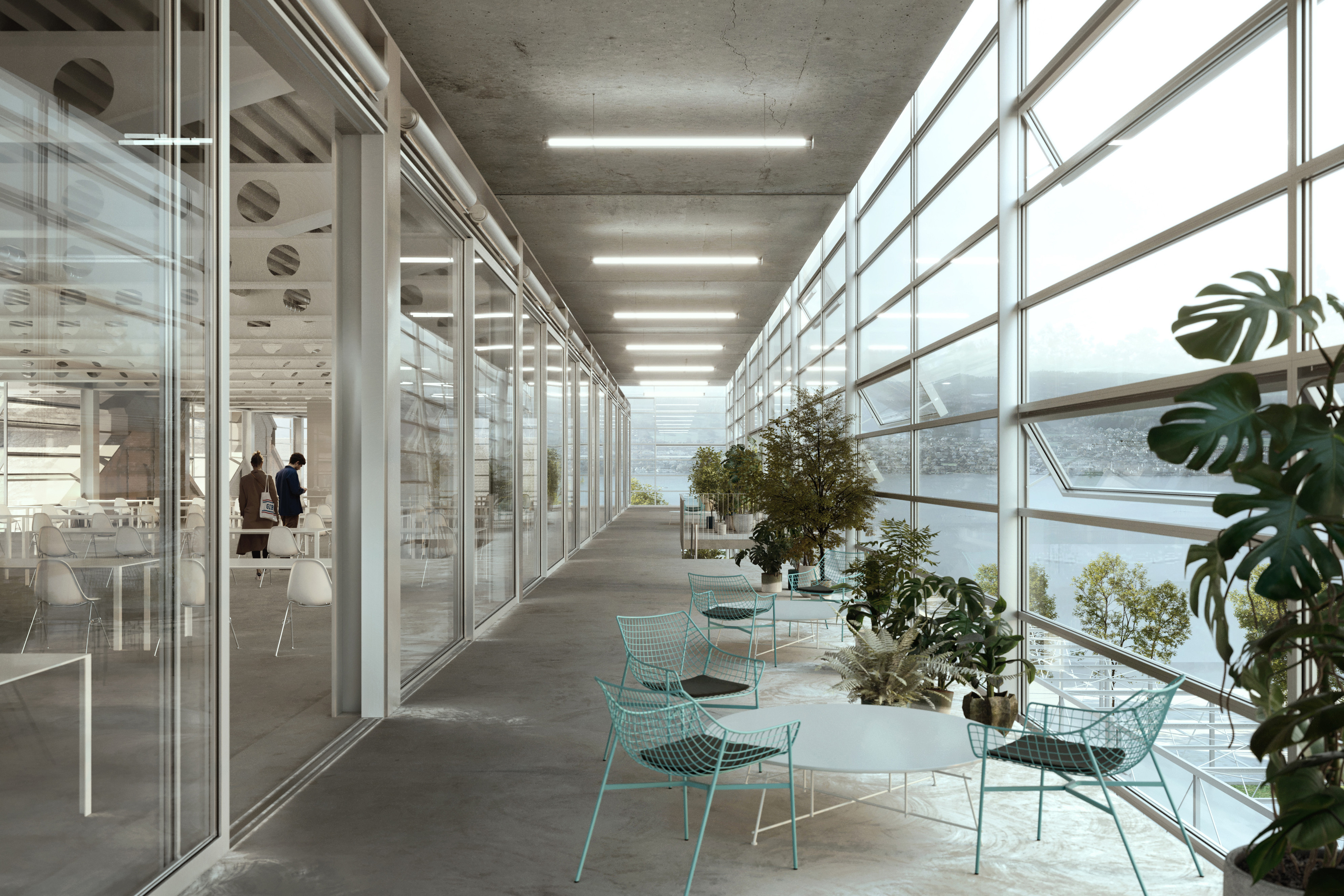 Visualisierung Studienauftrag Kantons- und Berufsfachschule, Uetikon am See © Stücheli Architekten 