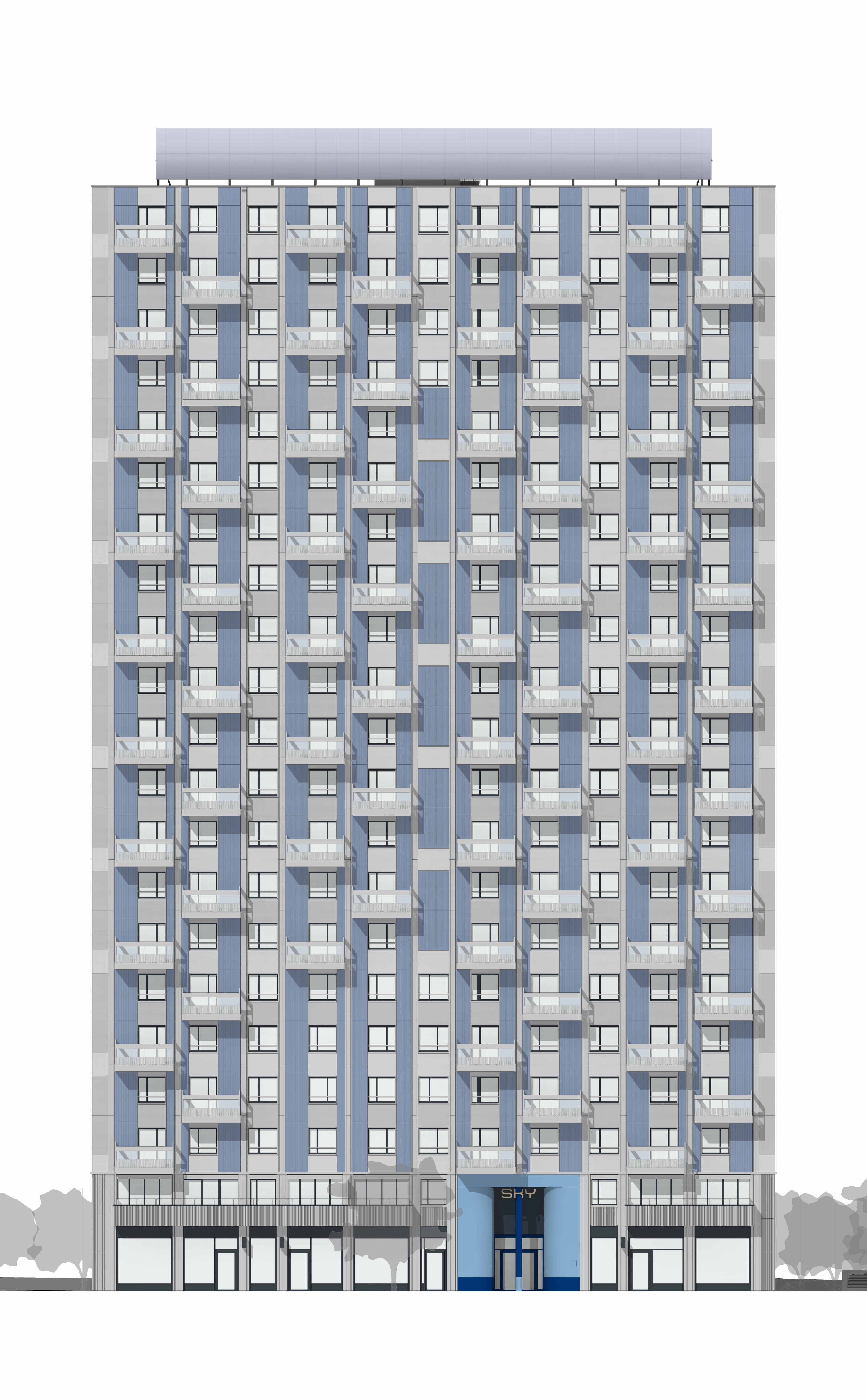 Ansicht West Wohnhochhaus Sky, Dübendorf, Stücheli Architekten AG